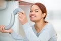 connecting plumbings under sink Royalty Free Stock Photo