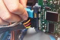 Connecting SATA data cable to HDD with motherboard