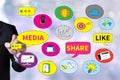 Connecting and Sharing Social Media people use connect Royalty Free Stock Photo