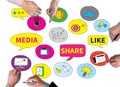 Connecting and Sharing Social Media people use connect Royalty Free Stock Photo