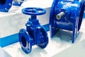 Connecting valve for industrial pipes. Wheel for adjusting the pressure head. Close-up