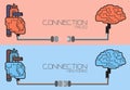 Connection of brain and heart ,plug concept