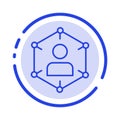 Connection, Communication, Network, People, Personal, Social, User Blue Dotted Line Line Icon Royalty Free Stock Photo