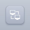 Connection computer, networking gray vector button with white icon Royalty Free Stock Photo