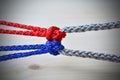 Connection concept as ropes tied linked together