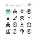 Connection coverage linear icons set Royalty Free Stock Photo