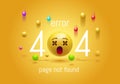 404 connection error. Abstract yellow background with smiley face, Emoticon, Emoji . Sorry, page not found. vector Royalty Free Stock Photo