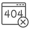 Connection error code page window line icon, system message concept. Vector graphics. Website server with no access sign Royalty Free Stock Photo