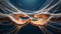 Connection of Hands Reaching Out with Threads of Light Royalty Free Stock Photo
