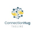 Connection hug logo template. Vector illustration of creative emblem with concept of friendship, teamwork, people Royalty Free Stock Photo