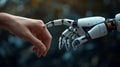 The Connection Between Humans and Robots as a Symbol of New Consciousness in the Era of Artificial Intelligence Royalty Free Stock Photo