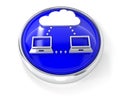 Connection icon on glossy blue round button Royalty Free Stock Photo