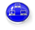 Connection icon on glossy blue round button Royalty Free Stock Photo
