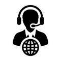 Connection icon vector male customer service person profile symbol with headset for internet network online support Royalty Free Stock Photo