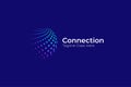 Connection Logo Global Tech Communication Modern Business Data Analytics with Halftone Shapes Royalty Free Stock Photo