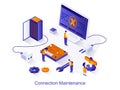 Connection maintenance isometric web concept.
