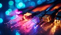 Connection of Optical fiber cable, technology background Royalty Free Stock Photo