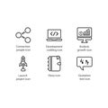 Connection people, Development codding, Analysis growth, Launch project, Diary, Quotation text, icon Royalty Free Stock Photo