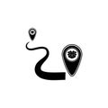 connection of two parcels in pins icon. Element of logistic for mobile concept and web apps. Icon for website design and developme