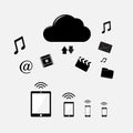 Connection of wireless devices to cloud storage vector illustra Royalty Free Stock Photo