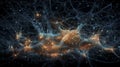 Connections explosion: brain neural network in 3D. Journey in 3D through the complexity of the neural network.