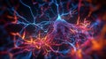 Connections explosion: brain neural network in 3D. Journey in 3D through the complexity of the neural network Royalty Free Stock Photo
