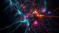 Connections explosion: brain neural network in 3D. Journey in 3D through the complexity of the neural network