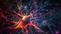 Connections explosion: brain neural network in 3D. Journey in 3D through the complexity of the neural network Royalty Free Stock Photo