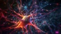 Connections explosion: brain neural network in 3D. Journey in 3D through the complexity of the neural network