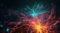 Connections explosion: brain neural network in 3D. Journey in 3D through the complexity of the neural network Royalty Free Stock Photo