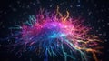 Connections explosion: brain neural network in 3D. Journey in 3D through the complexity of the neural network