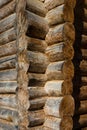 Connections of logs, the place of articulation of logs in the hallway, ancient architecture