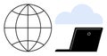 Connectivity and Cloud Computing with Global Network and Laptop Royalty Free Stock Photo