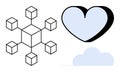Geometric Network Structure with Heart and Cloud Connectivity and Emotion Royalty Free Stock Photo