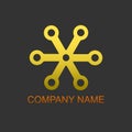 Connectivity logo. Elegant premium classic golden logo in the black background Royalty Free Stock Photo