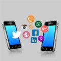 Social media icons and the importance of mobile phone Royalty Free Stock Photo