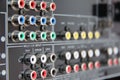 Connectors on the AV receiver Royalty Free Stock Photo