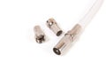 Connectors for TV coaxial cable Royalty Free Stock Photo