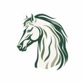 Serene Faces: Organic And Fluid Horse Logo With Green Mane