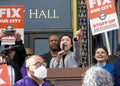 Connie Chan, SF Supervisor D1 and BOS budget chair speaking at union workers rally