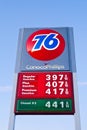 Conoco Phillips 76 Gas Station Fuel Prices Sign