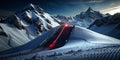 Conquer the Black Diamond A Challenging Descent on a Steep Alpine Ski Slope Royalty Free Stock Photo