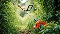 Conquer Dense Overgrowth with Unrivaled Power A ProfessionalGrade Brush Cutter for Landscaping and Yard Work Royalty Free Stock Photo