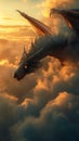 Conquering the Skies: A Majestic Dragon\'s Promotional Return to Royalty Free Stock Photo