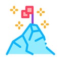 Conquering top of mountain icon vector outline illustration