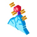 Conquering top of mountain isometric icon vector illustration