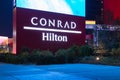 Conrad Las Vegas and Las Vegas Hilton at Resorts World Billboard at Night