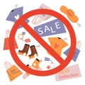 Conscious consumption and stop fast fashion banner flat vector isolated.