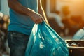 Conscious Effort for Cleanliness: Man Disposing Trash Responsibly. Generative ai Royalty Free Stock Photo