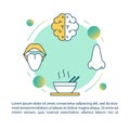 Conscious nutrition, engaging senses concept icon with text. Food taste and smell organs signals. PPT page vector